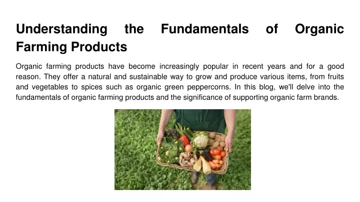 understanding the fundamentals of organic farming products