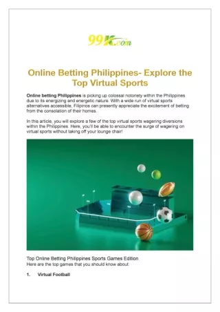 Online Betting Philippines- Explore the Top Virtual Sports