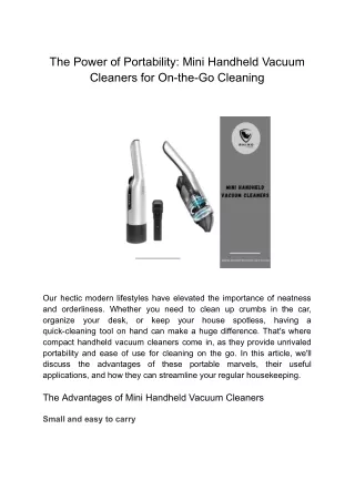 The Power of Portability_ Mini Handheld Vacuum Cleaners for On-the-Go Cleaning