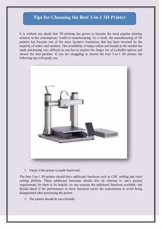 tips for choosing the best 3 in 1 3d printer