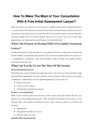 How To Make The Most of Your Consultation With A Free Initial Assessment Lawyer