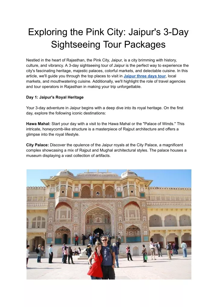 PPT - Exploring the Pink City_ Jaipur's 3-Day Sightseeing Tour Packages ...