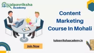 Content Marketing Course In Mohali