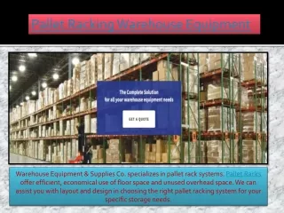 Pallet Racks Warehouse Equipment PPT