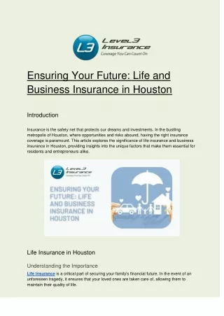 Ensuring Your Future: Life and Business Insurance in Houston