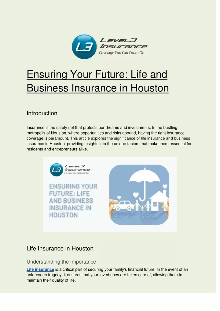 ensuring your future life and business insurance