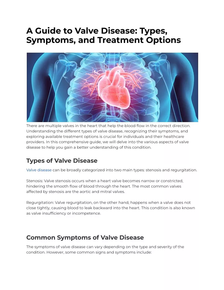 a guide to valve disease types symptoms