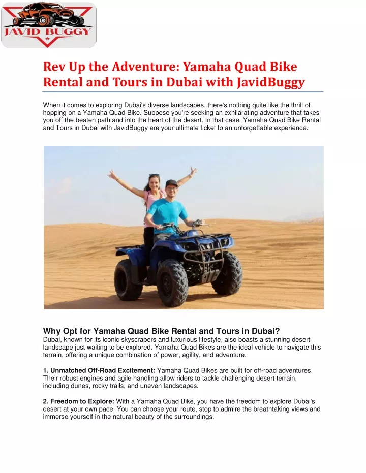 rev up the adventure yamaha quad bike rental