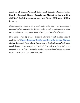 analysis of smart personal safety and security