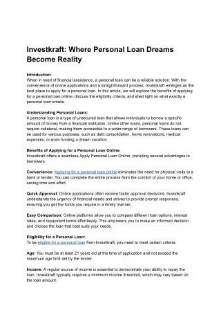 Investkraft_ Where Personal Loan Dreams Become Reality