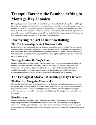 Tranquil Torrents the Bamboo rafting in Montego Bay Jamaica