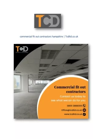 commercial fit out contractors hampshire | Tcdltd.co.uk