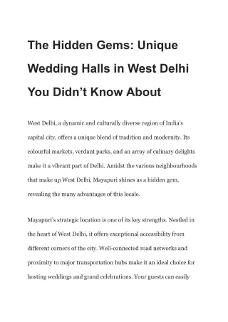 The Hidden Gems Unique Wedding Halls in West Delhi You Didn’t Know About