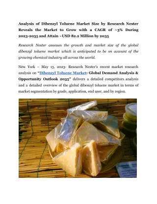 analysis of dibenzyl toluene market size