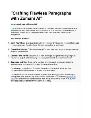 Crafting Flawless Paragraphs with Zomani AI