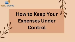 How to Keep Your Expenses Under Control