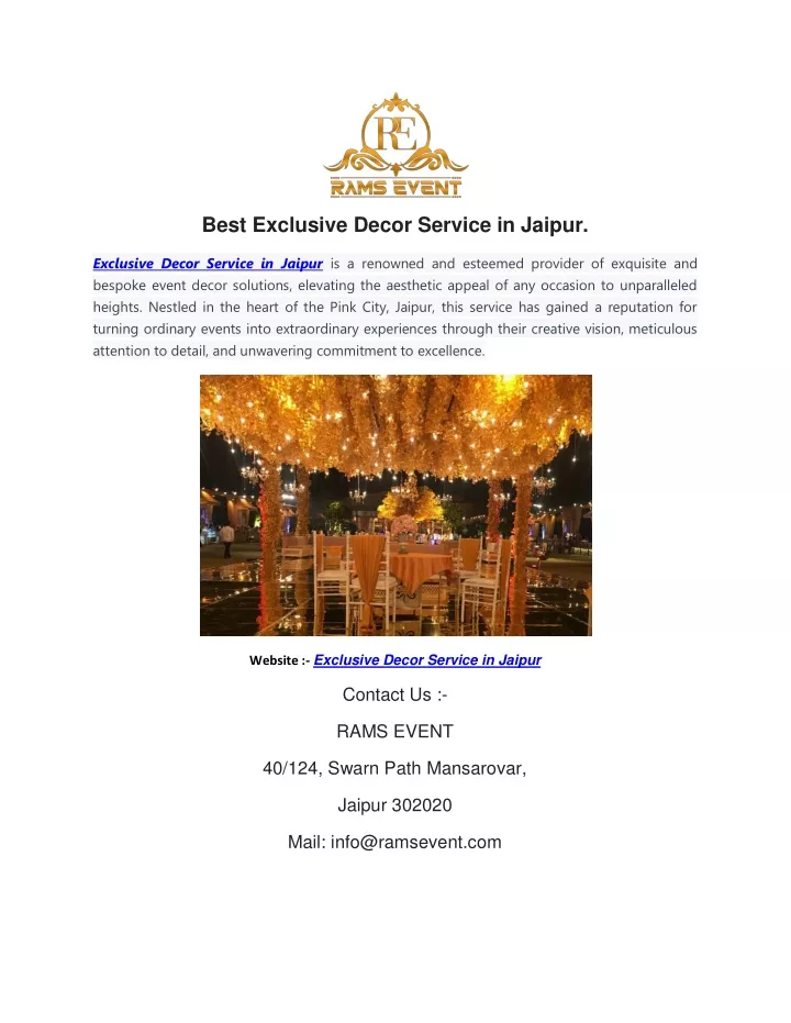 best exclusive decor service in jaipur