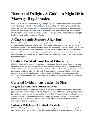 Nocturnal Delights A Guide to Nightlife in Montego Bay Jamaica