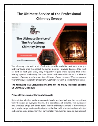 The Ultimate Service Of The Professional Chimney Sweep