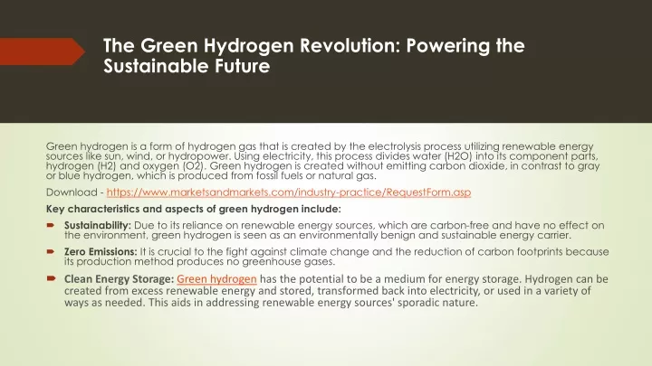 the green hydrogen revolution powering the sustainable future