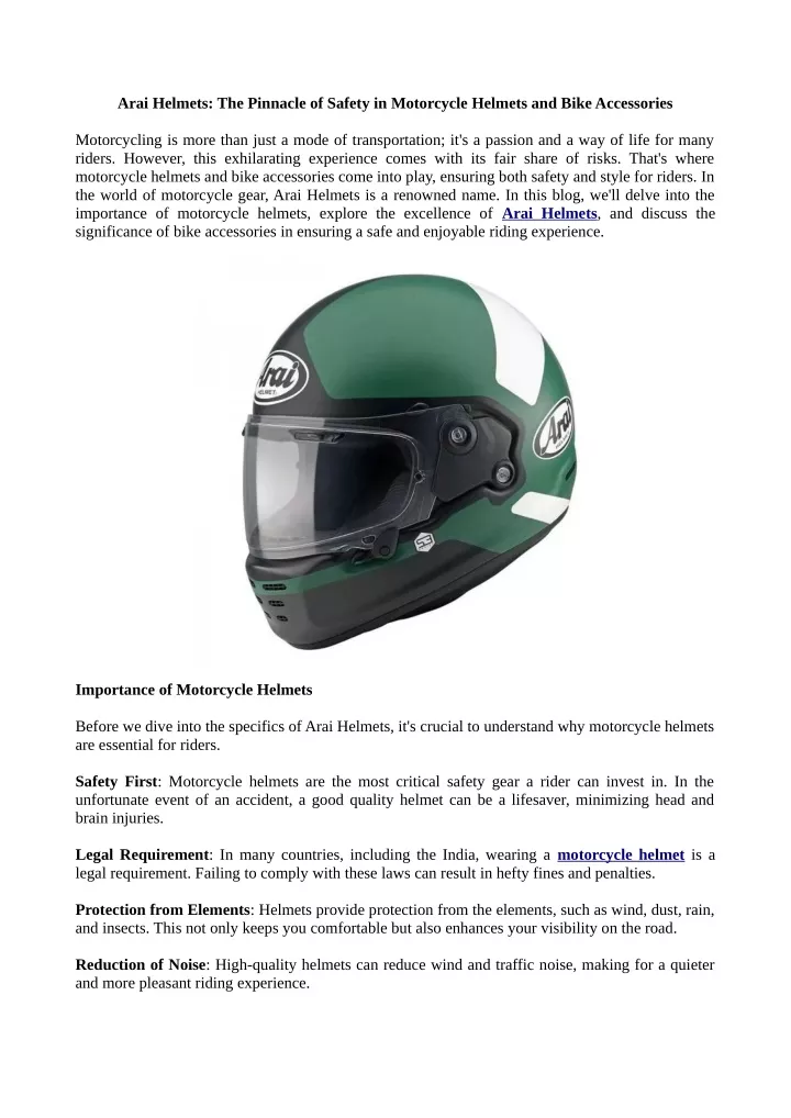 arai helmets the pinnacle of safety in motorcycle