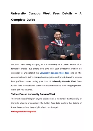 University Canada West Fees Details