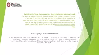 Delhi School of Mass Communication - Top Public Relation college in india