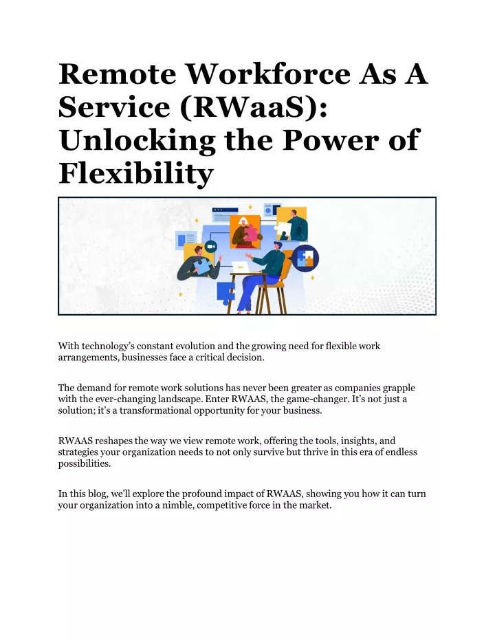remote workforce as a service rwaas unlocking the power of flexibility