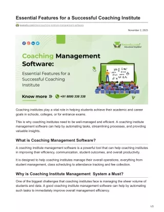 Coaching Management Software Essential Features for a Successful Coaching Institute