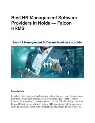 Best HR Management Software Providers in Noida