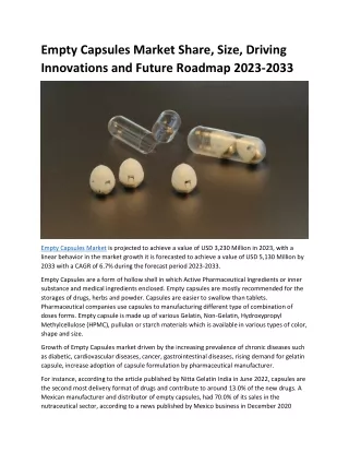 empty capsules market share size driving