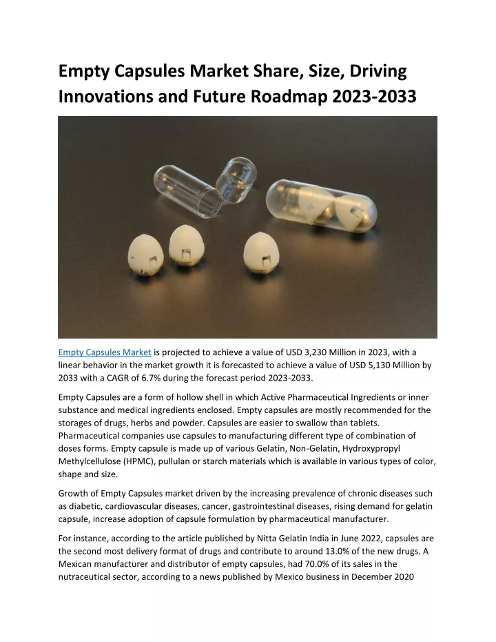 empty capsules market share size driving