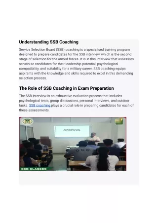 SSB Coaching in Delhi