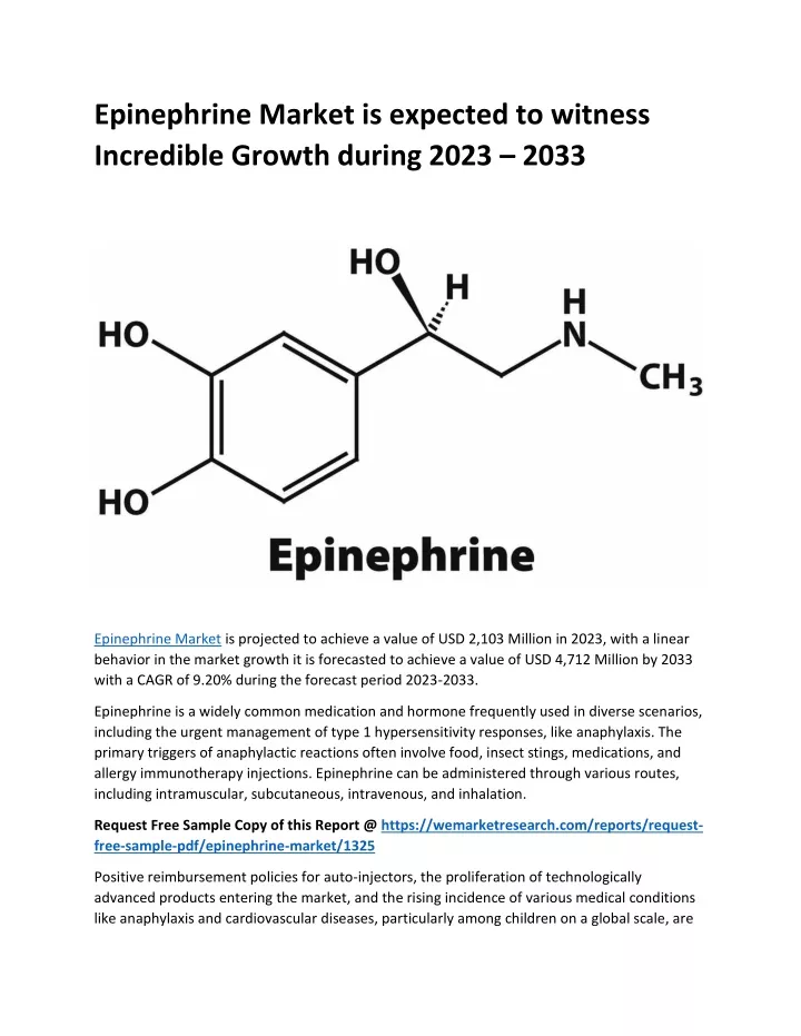 epinephrine market is expected to witness