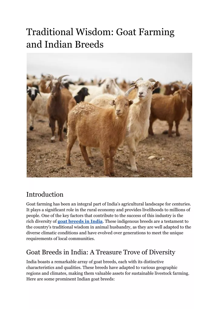 traditional wisdom goat farming and indian breeds