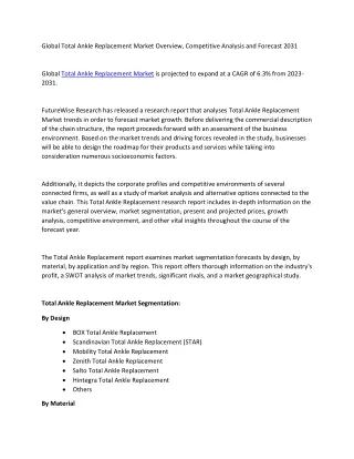 global total ankle replacement market overview