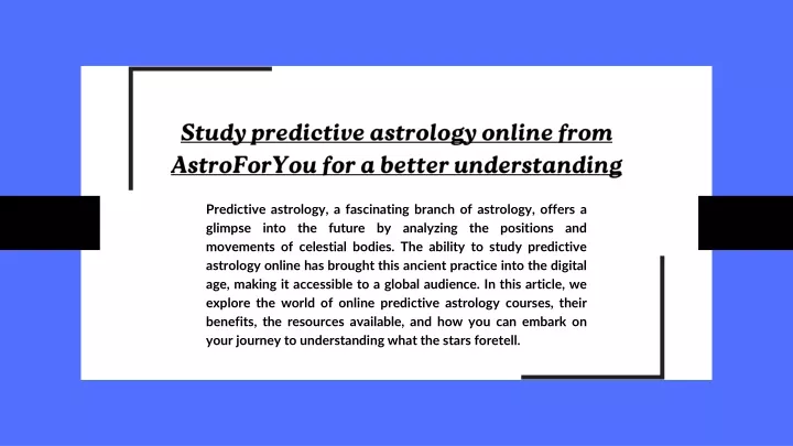 study predictive astrology online from
