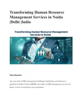 Transforming Human Resource Management Services in Noida