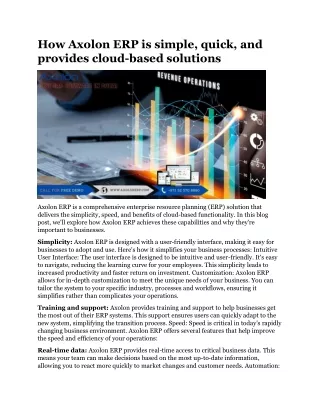 how axolon erp is simple quick and provides cloud