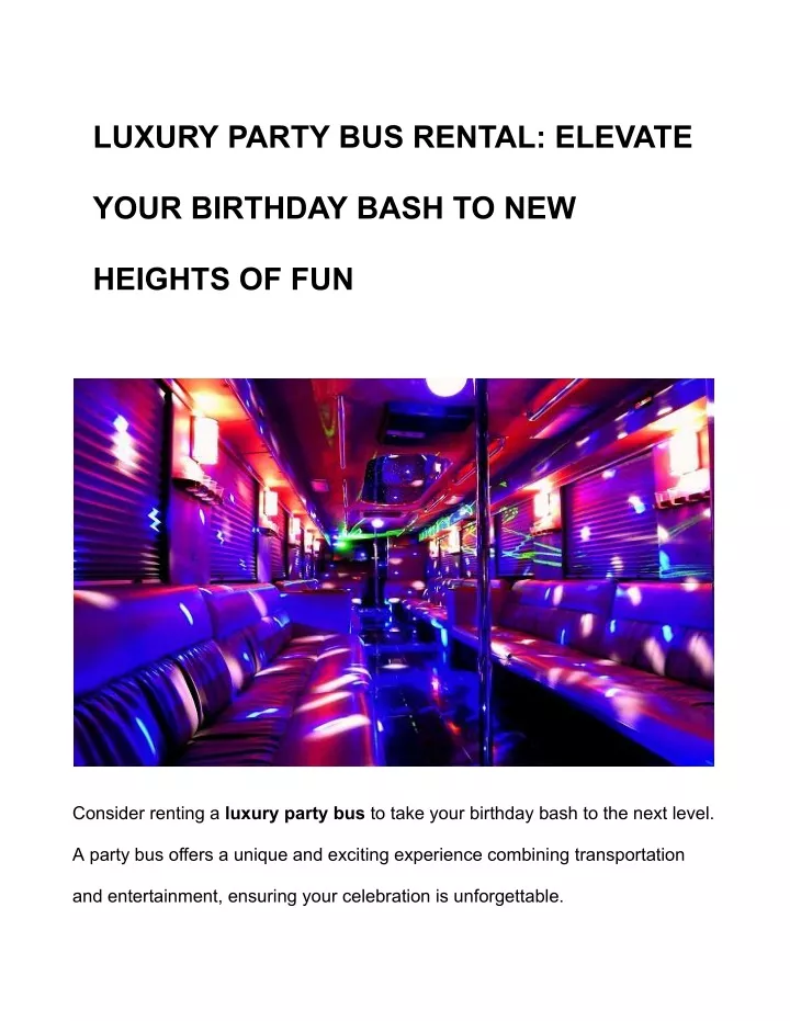 luxury party bus rental elevate