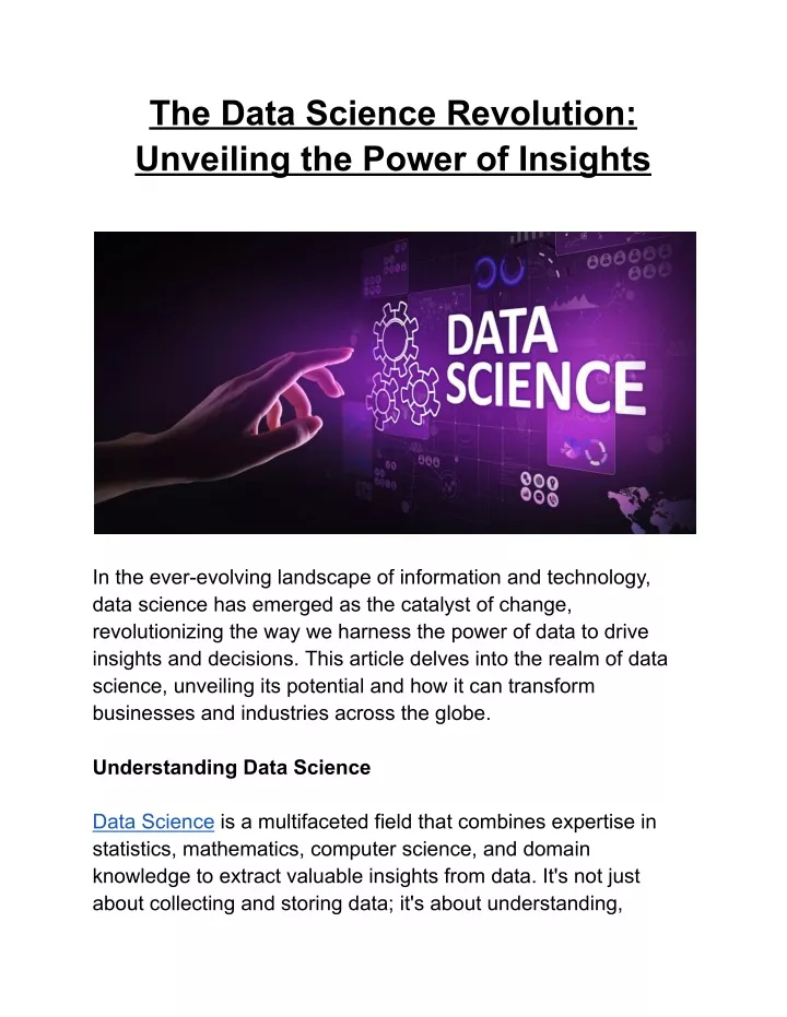 the data science revolution unveiling the power