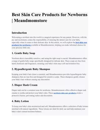 Best Skin Care Products for Newborns _ Meandmomstore