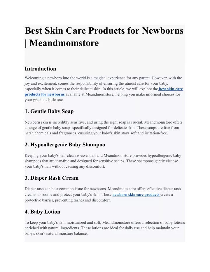 best skin care products for newborns meandmomstore