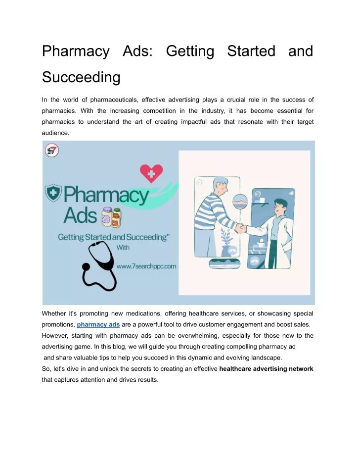 pharmacy ads getting started and