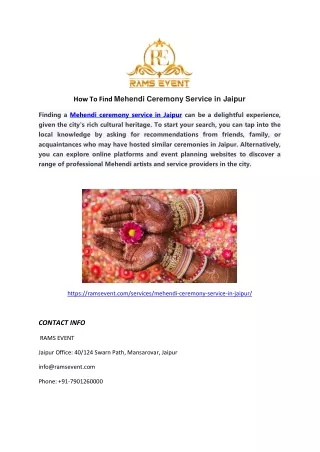 Finding a Mehendi ceremony service in Jaipur