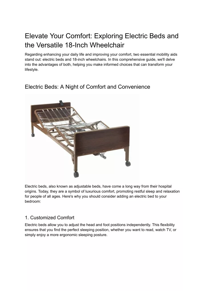 elevate your comfort exploring electric beds