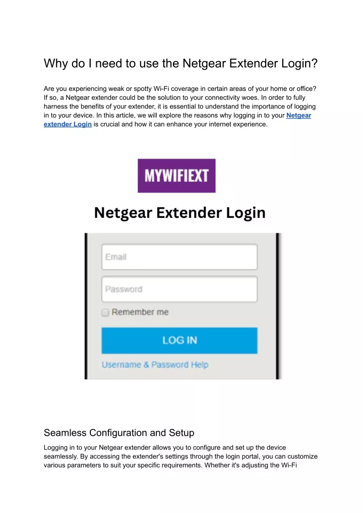 why do i need to use the netgear extender login