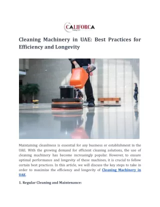Cleaning Machinery in UAE_ Best Practices for Efficiency and Longevity