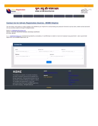Contact Us for Udyam Registration Queries - MSME Helpline