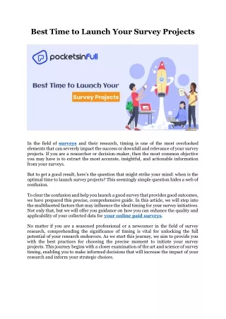 best time to launch your survey projects